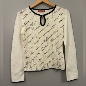 Tous Les Garçons Cream Script Print Long Sleeve Top French Paris Style Small